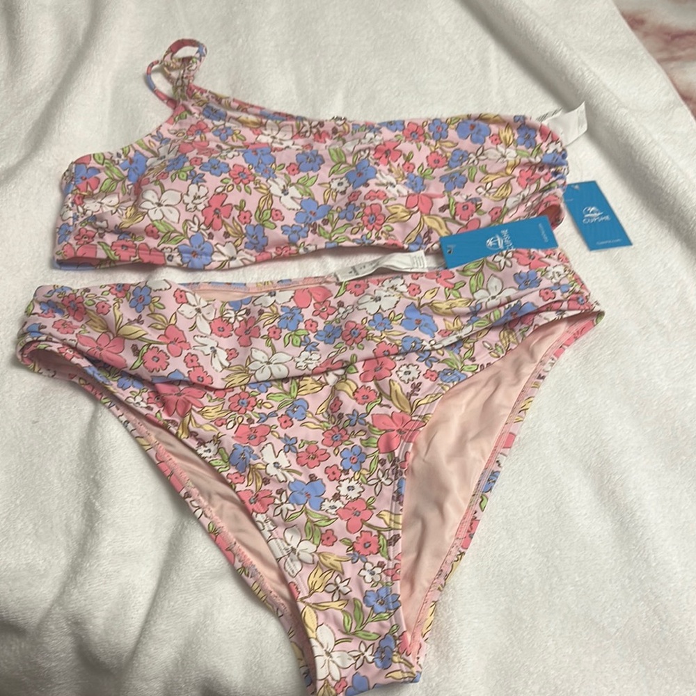 Floral One-Shoulder Bikini Set